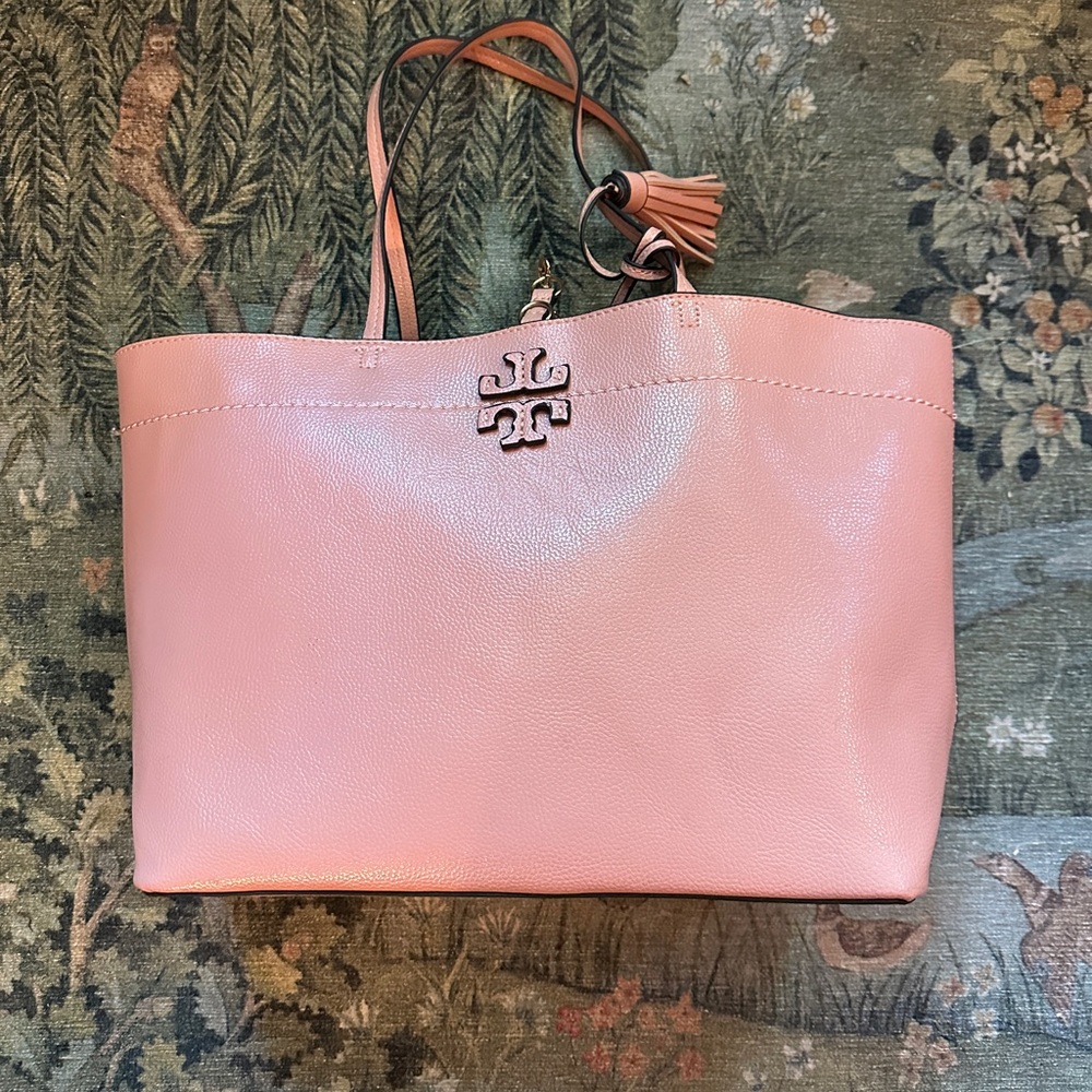TORY BURCH PINK LEATHER TOTE BAG